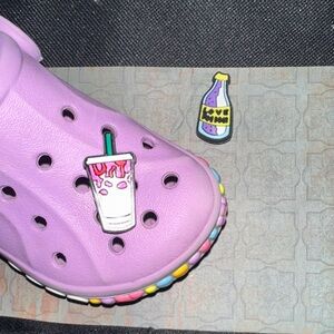 Jibbitz Pink and Purple Drink Charms JIBBITZ. CROC CHARMS. Two food items. YUM.